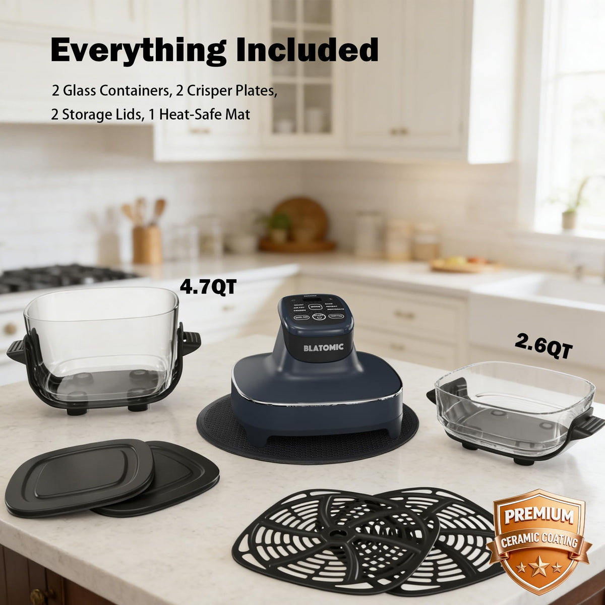 BLATOMIC compact iron-blue design fits small kitchens and RV spaces