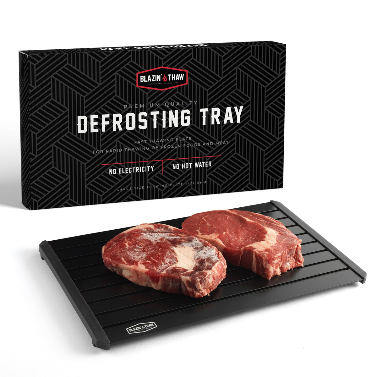 BLAZIN' THAW defrosting tray 14-inch thawing meat naturally on the counter