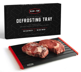 Blazin' Thaw front view defrosting tray speeds thawing of frozen meat