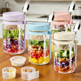 Blazpath 4-pack salad jar with dressing cups, ideal for weekly meal prep