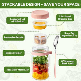 Blazpath wide-mouth glass salad jar for easy filling and stacking