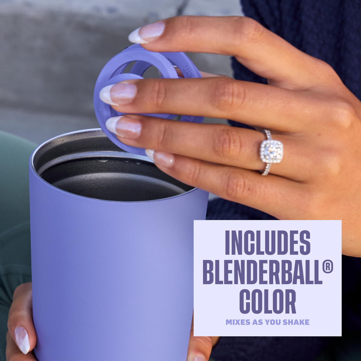BlenderBottle BlenderBall Color design for thorough mixing during workouts.