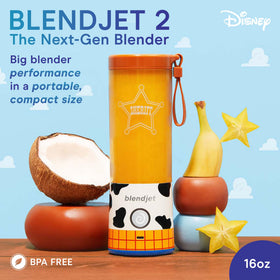 BlendJet 2 Toy Story Woody USB-C recharge for quick, on-the-go blends.