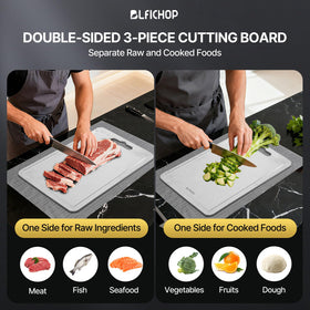 Blfichop double-sided titanium board keeps raw meat separate.