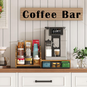 Bliesosfud coffee bar accessories organizer keeps mugs and syrups neatly organized.