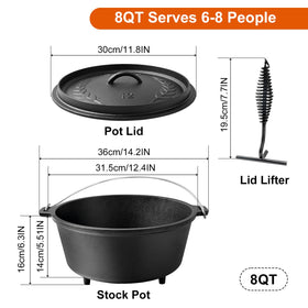 Blingco dutch oven dual handles for safe carrying at camp.