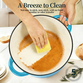 Blingco dutch oven oven-safe up to 500F for searing and braising.