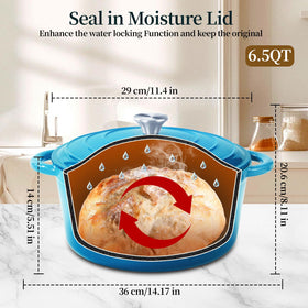 Blingco sea blue dutch oven on a stove illustrating versatile stovetop use.