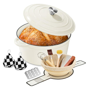 Blingco enameled cast-iron Dutch oven in cream white; even heat for braising and baking