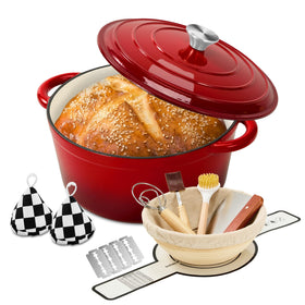 Blingco enameled Dutch oven with lid highlights even heat for weeknight stews.