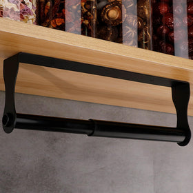 BlissfulDestiny under-cabinet holder in black stainless steel for sturdy, space-saving storage.