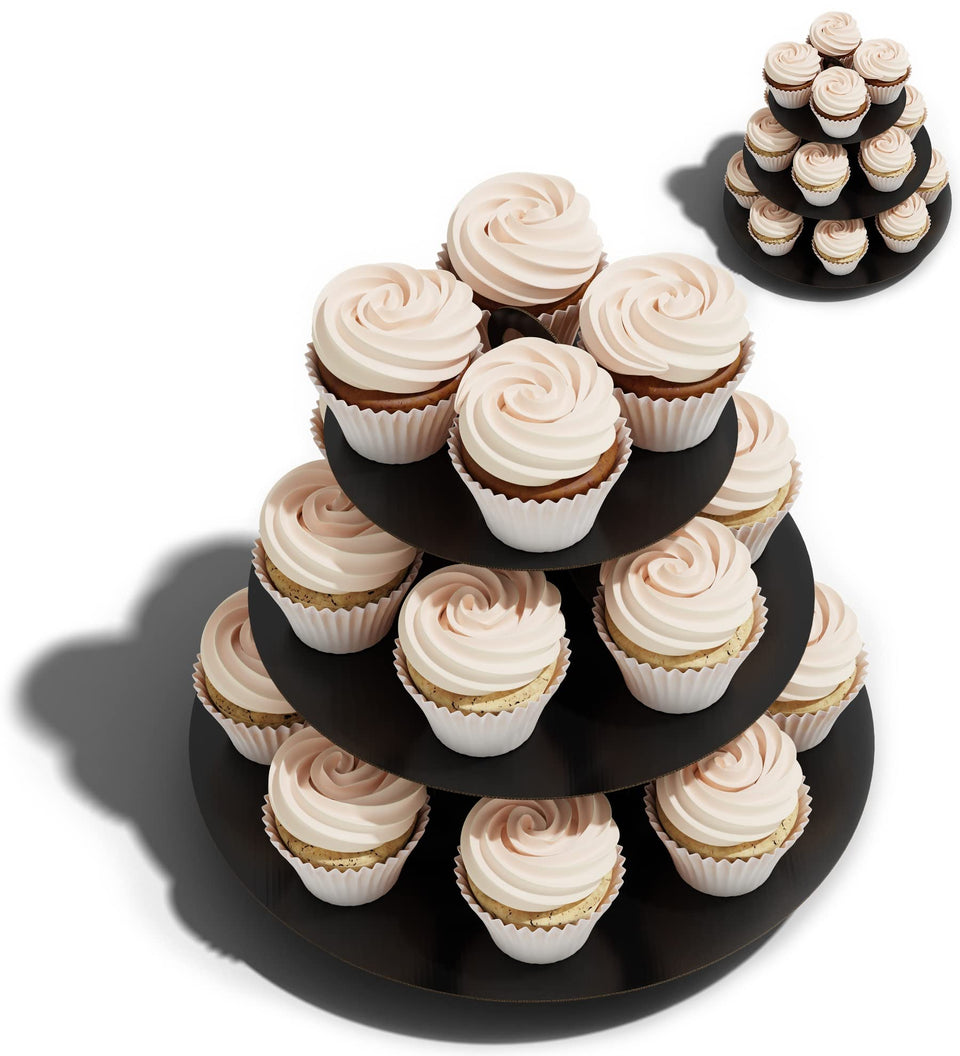 BLISSUR 3-tier black cupcake stand for stylish party displays.