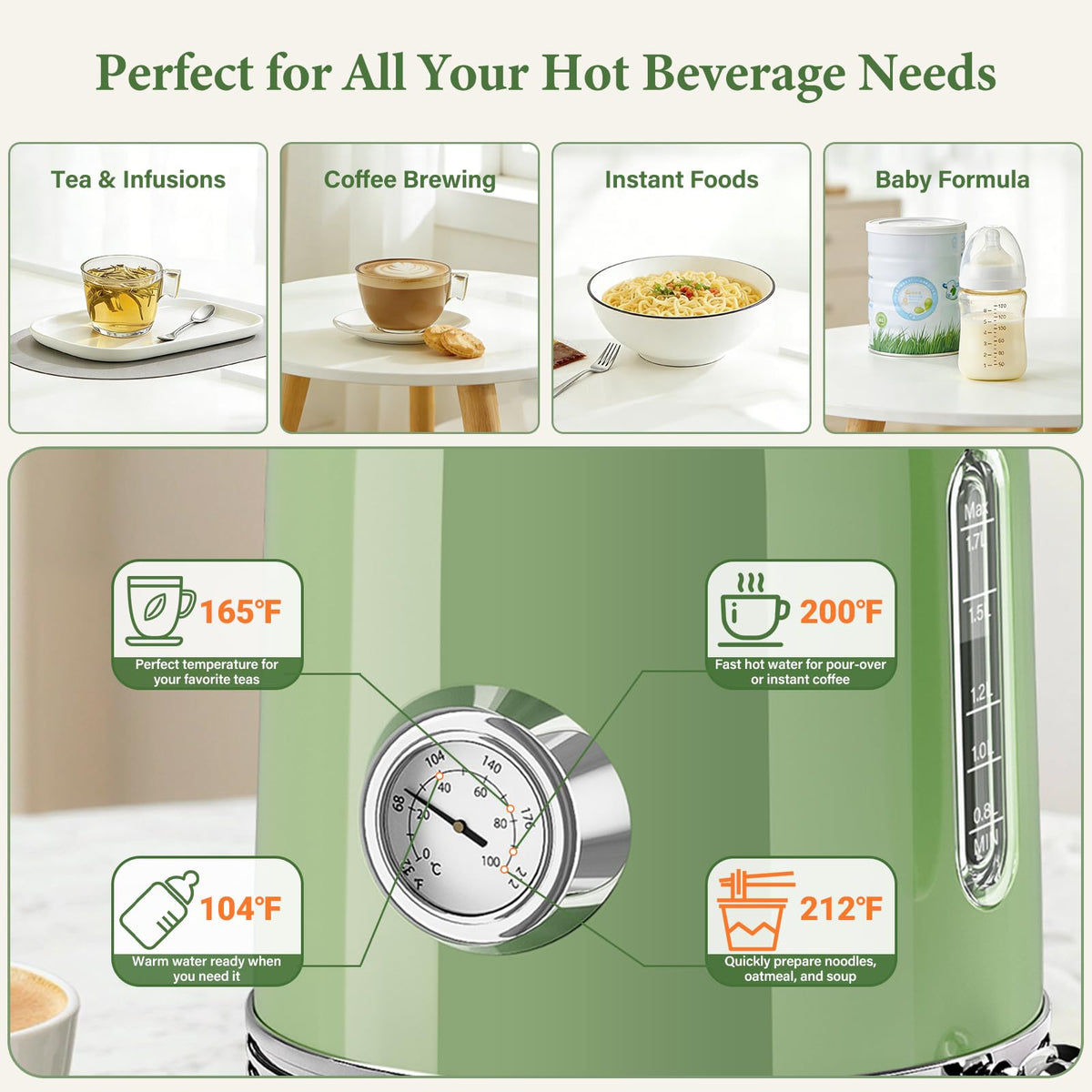 BlissWhisper cordless base enables easy pouring with 360° rotation.