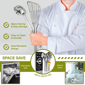 Blithely slotted spoon drains liquids while cooking