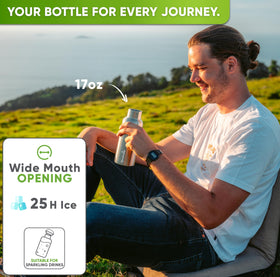 Blockhütte bottle cap close-up highlights leak-proof seal for mess-free on-the-go use.