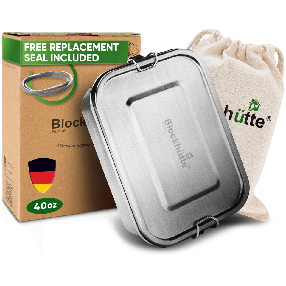 Blockhütte stainless steel lunch box 40oz ready for daily meals on the go.