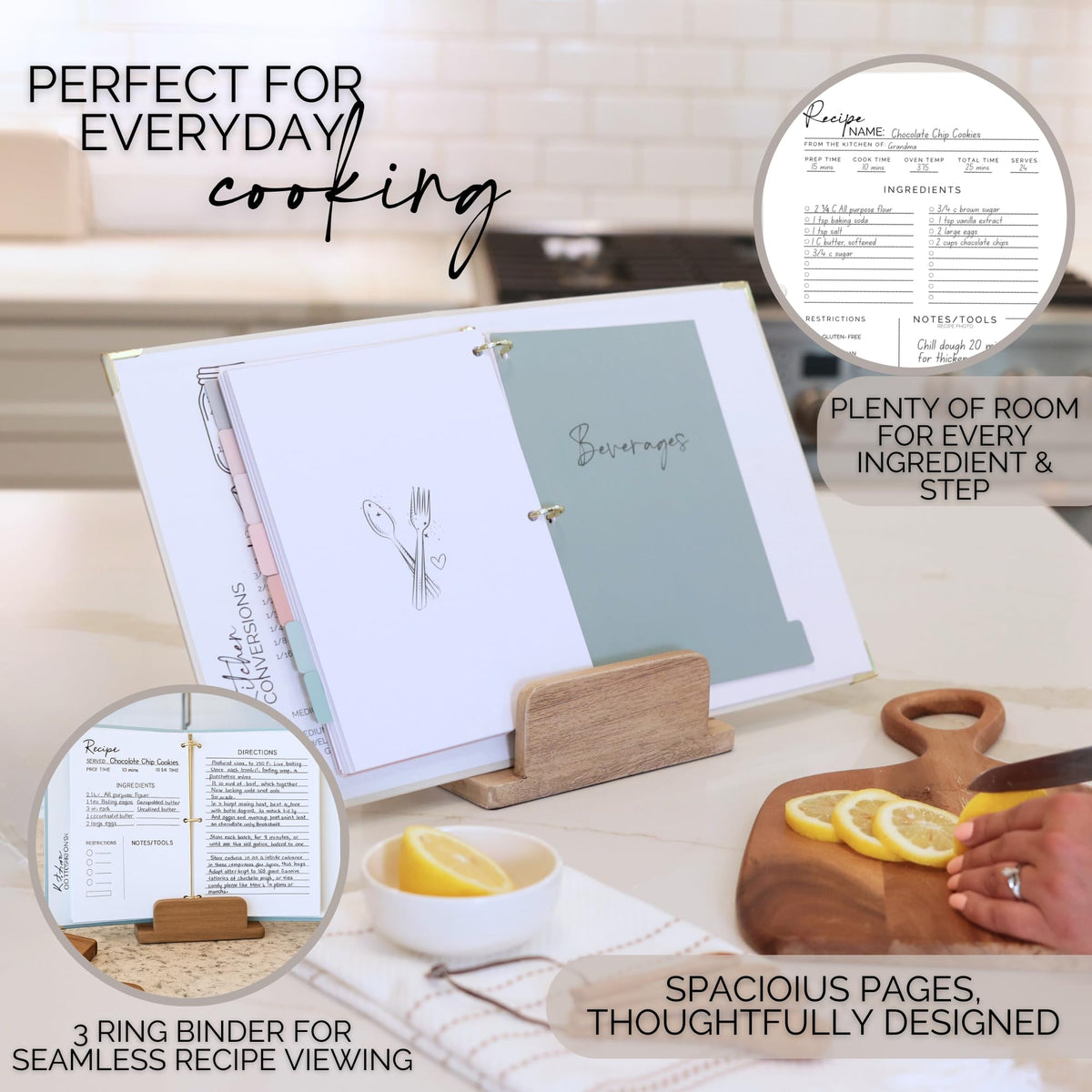 Bloom & Haven recipe book uses 120gsm paper to prevent ink bleed-through.