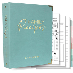 Bloom & Haven Co. recipe book cover with spill protection safeguards your notes.