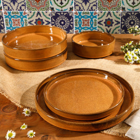 Bloomhouse Santorini Mist amber dining set arranged for four guests