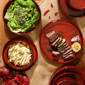 bloomhouse Santorini Mist salad plate with rich color and texture