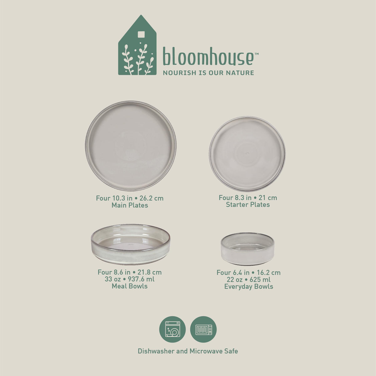 Bloomhouse Santorini Mist service for four showing cohesive 16-piece set