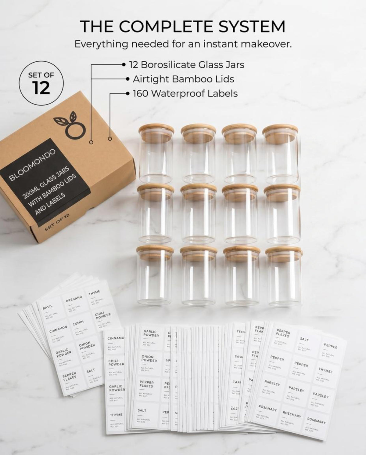 Bloomondo writable labels and expiration stickers aid freshness tracking.