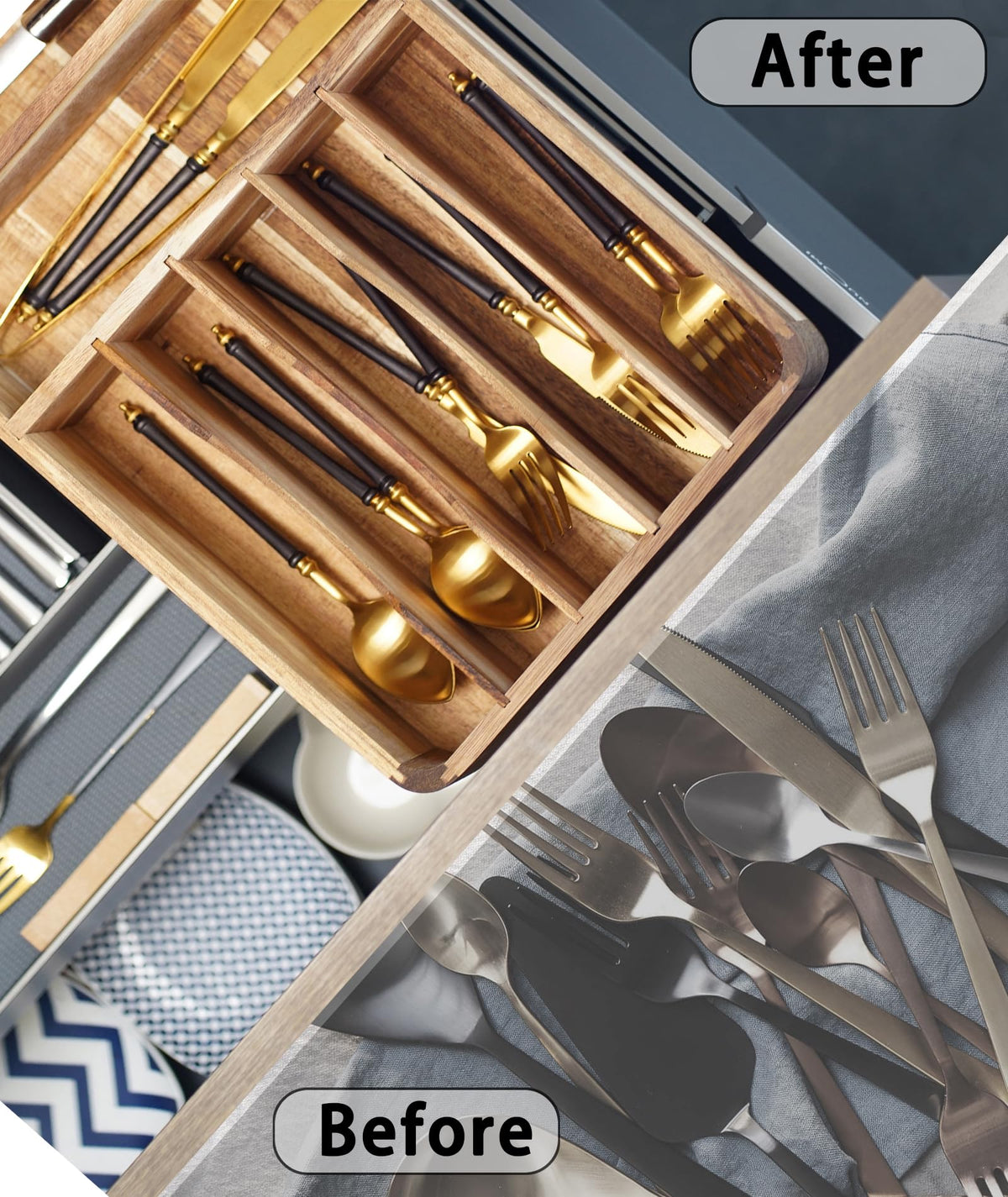 Blossome natural wood grain enhances drawer aesthetics and feels premium.