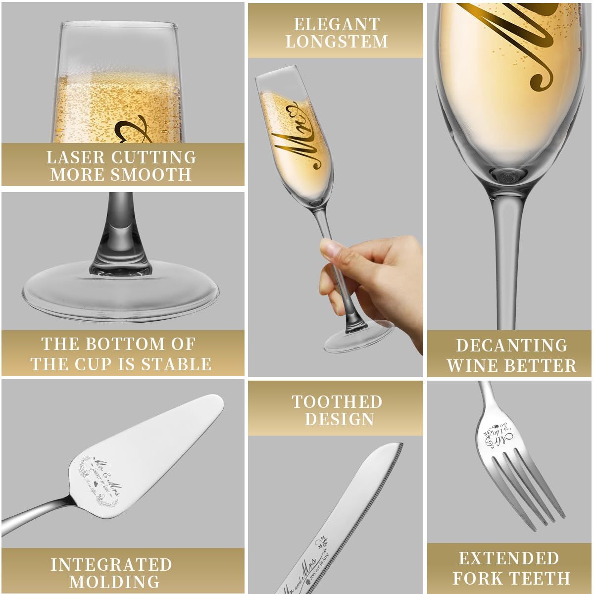 Bltnever crystal champagne glasses suitable for weddings and toasts.