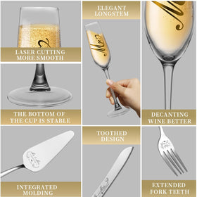 Bltnever crystal champagne glasses suitable for weddings and toasts.