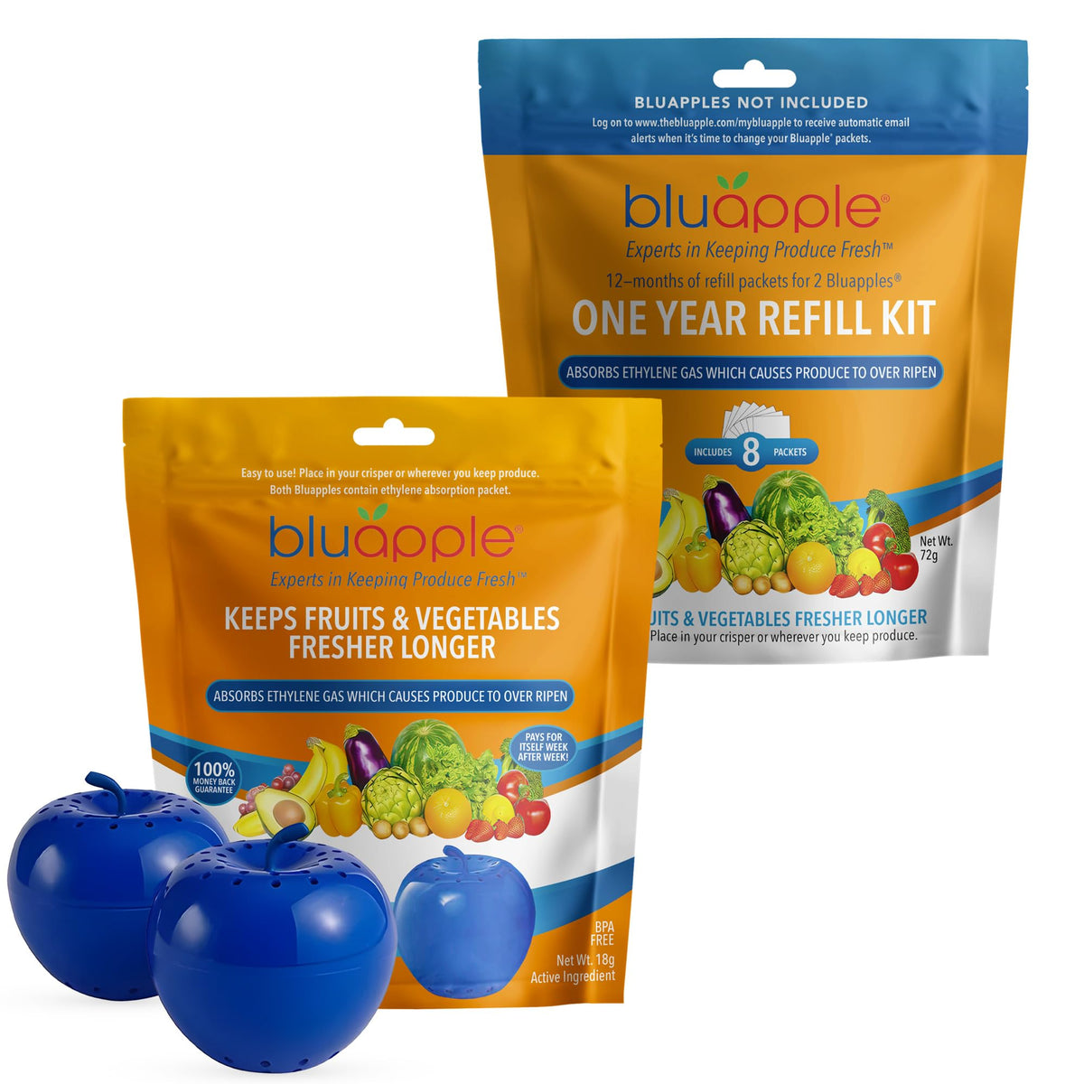 Bluapple 15-month bundle front view highlights long-term produce freshness