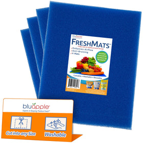 BluApple FreshMats fridge bin liner blue protects delicate produce and keeps drawers tidy.