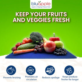 BluApple FreshMats fridge mat blue helps organize shelves and fits crisper drawers with simple cuts.