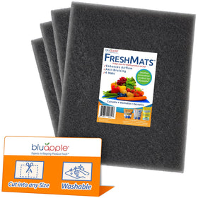 BluApple FreshMats refrigerator bin liner enhances produce freshness in the crisper drawer.