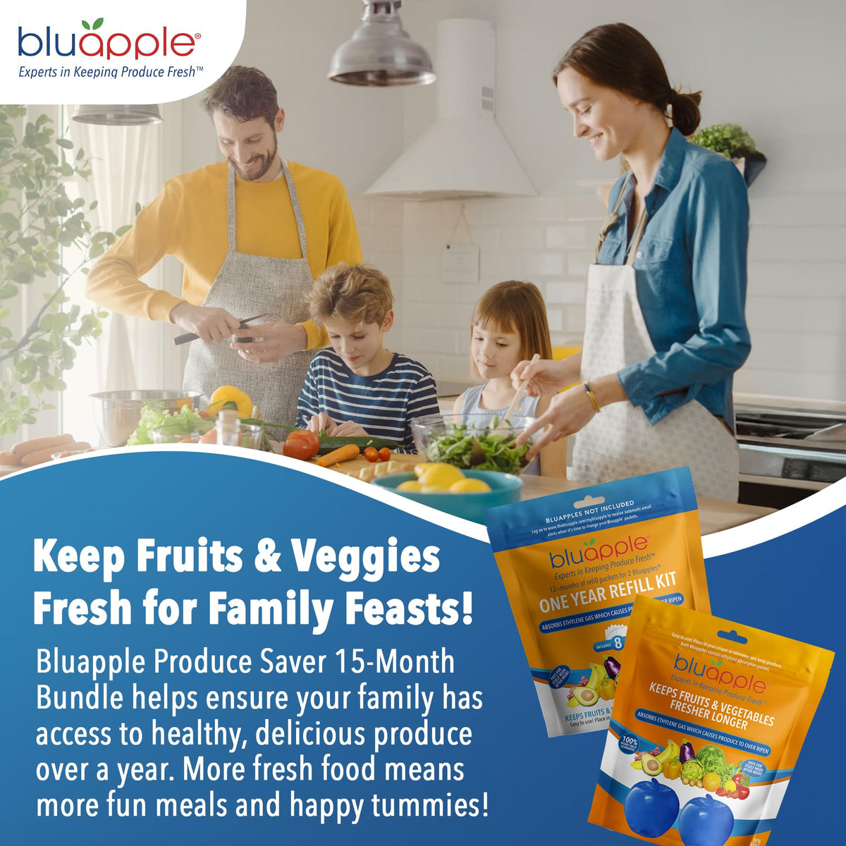 Bluapple made-in-usa label emphasizing trusted, quality produce preservation