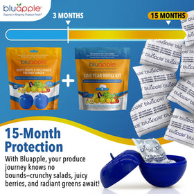 Bluapple packets in fruit bowl helping extend shelf life