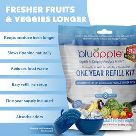 Replacing BluApple sachets in fridge to maintain freshness