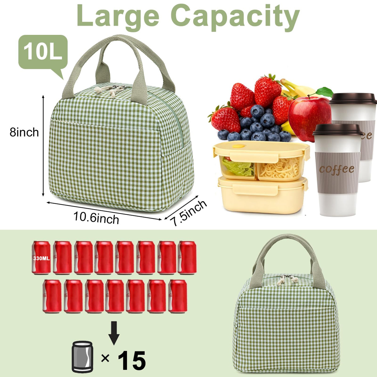 Bluboon lunch-bag front-pocket provides quick access for cards and keys.