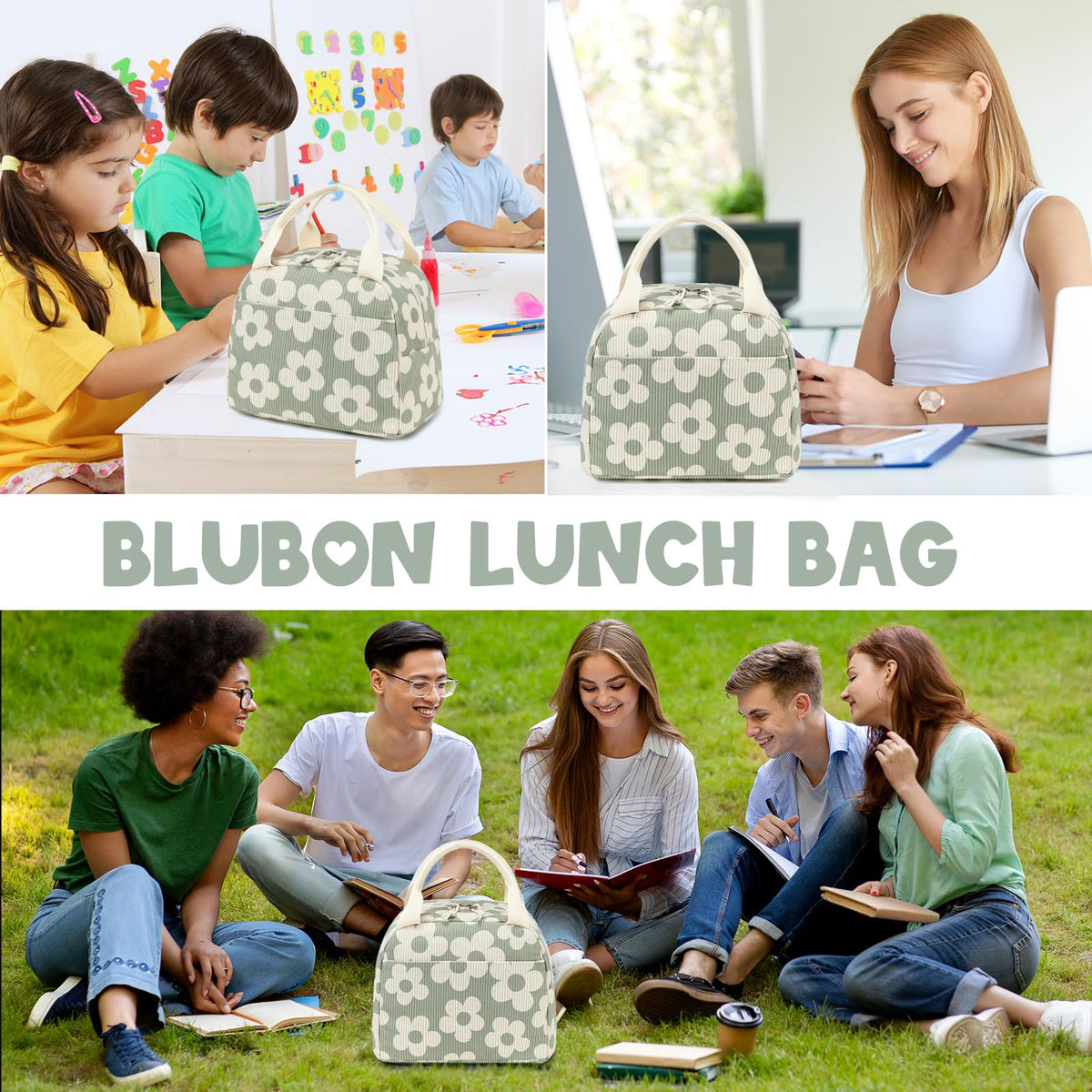 Bluboon lunch bag zipper detail demonstrates durable, smooth opening.