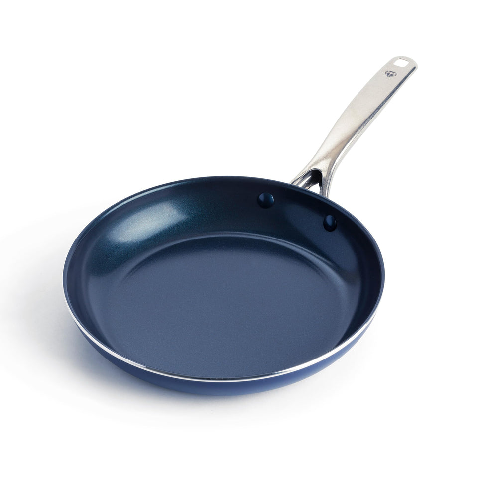 Blue Diamond 10-inch frying pan with diamond-infused coating for long-lasting nonstick performance.