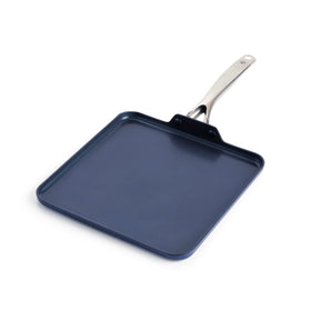 Blue Diamond 11in square griddle with diamond-infused coating for effortless nonstick release