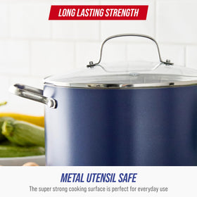 Blue Diamond stockpot ready for canning with 8-quart capacity.