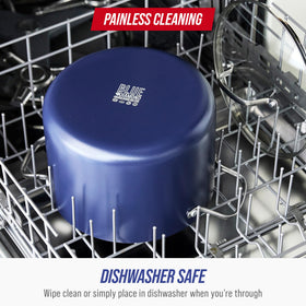 Blue Diamond diamond-infused ceramic coating resists sticking and staining.