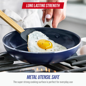 Blue Diamond diamond-infused coating close-up for easy nonstick cooking.