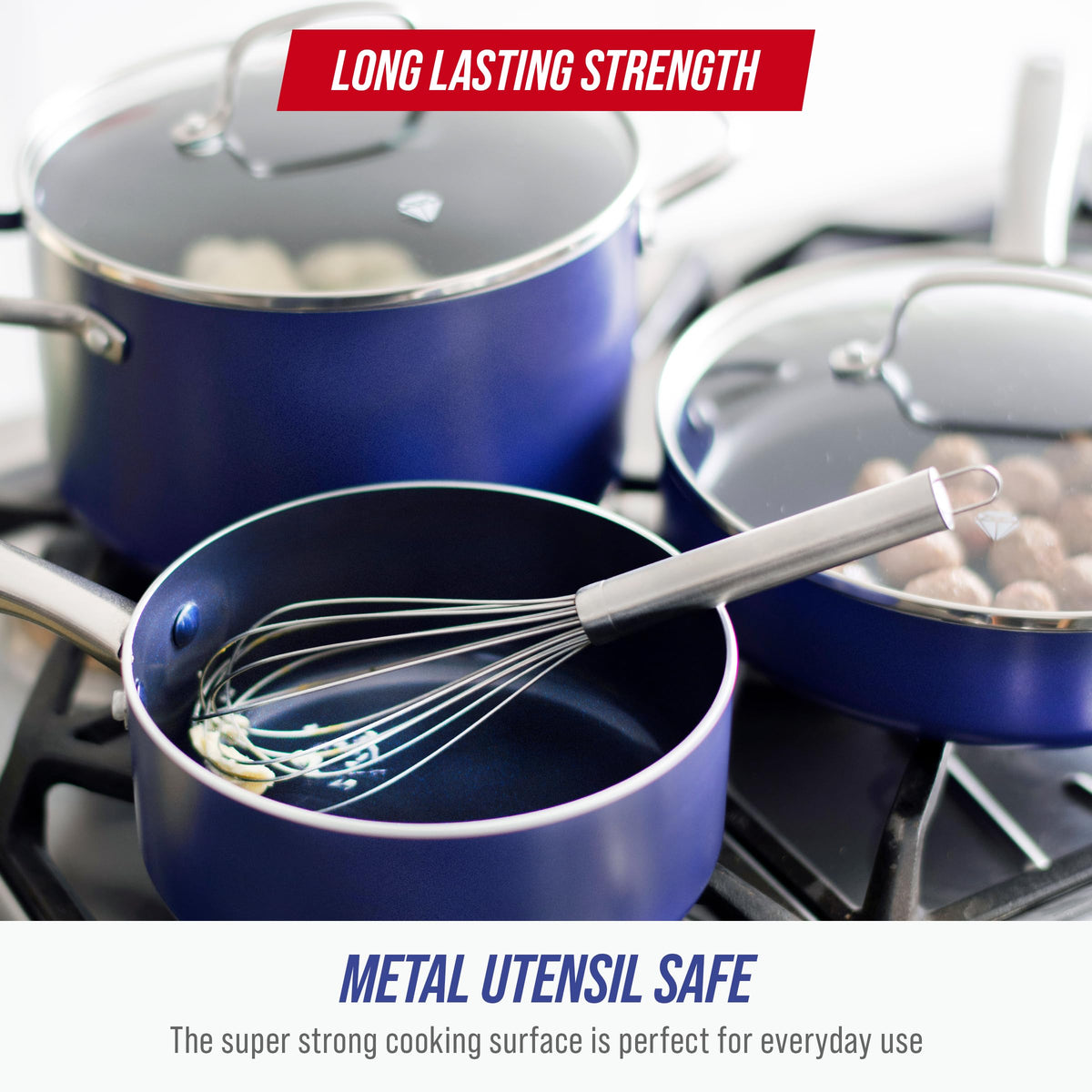 Blue Diamond diamond-infused coating closeup highlights strength and easy release.