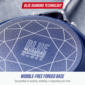 Blue Diamond heavy-duty forged base resists warping for consistent cooking results.