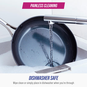 Blue Diamond Hard Anodized warp-control base keeps pans stable during use