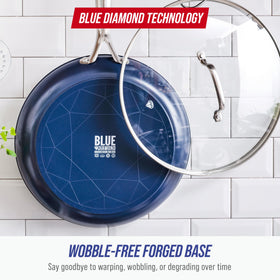 Blue Diamond pan proves oven safe up to 600 F for cooking to finish.