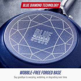 Warp-control base of the Blue Diamond pan reduces warping during use.