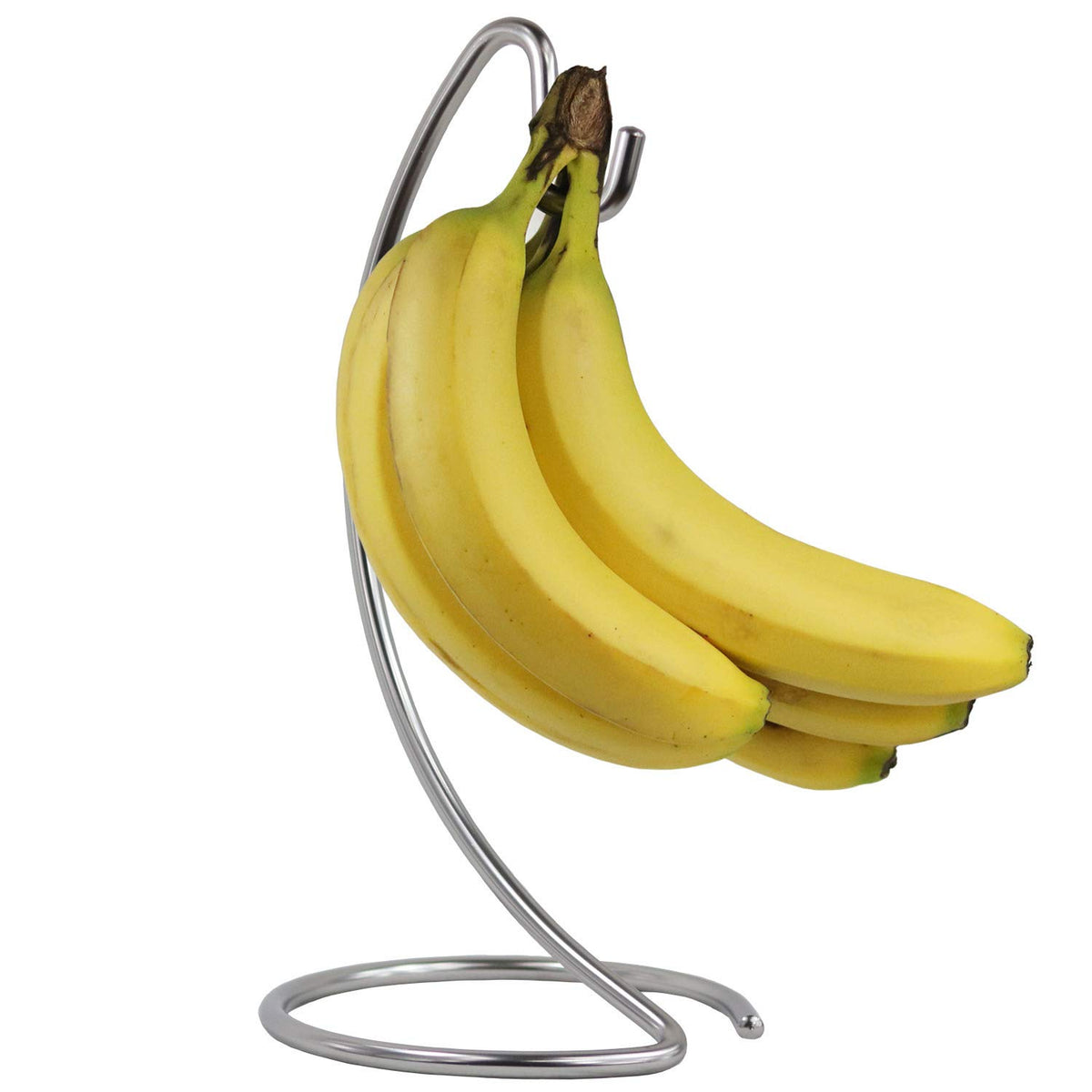 Blue Donuts modern banana hanger chrome stand keeps bananas organized on the counter