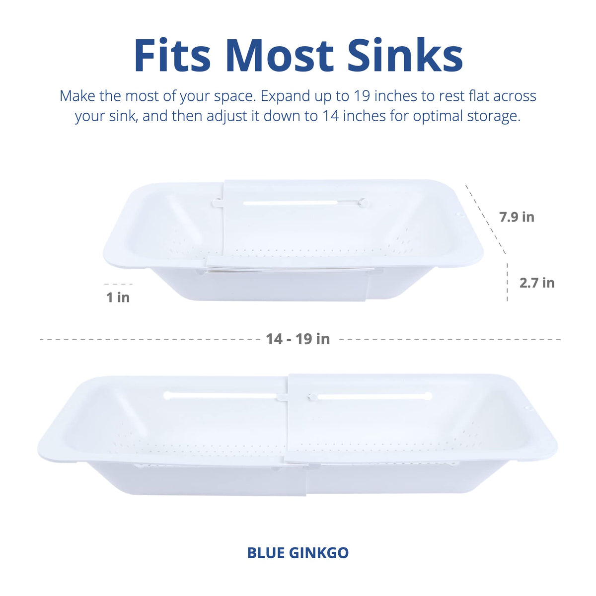 BLUE GINKGO dishwasher-safe colander cleans quickly on the top rack